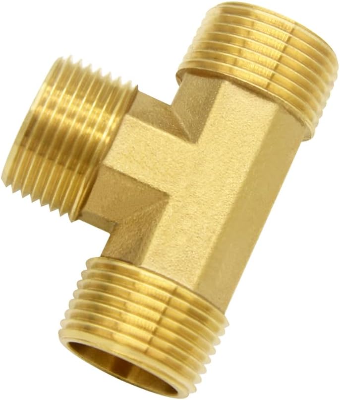 Hooshing محولات أنابيب نحاسية على شكل حرف T 3/4" NPT x 3/4" NPT x 3/4" NPT ذكر لتحويل الوقود والزيت والغاز والسباكة - Image 3